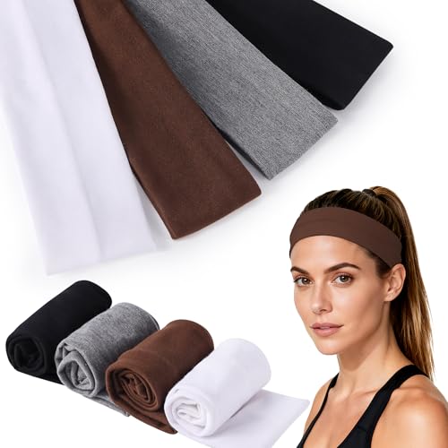 Ztomine Headbands for Women, 8pcs Stretchy Non Slip Soft Cotton Cloth Hair Bands for Sports, Workout, Yoga and Running