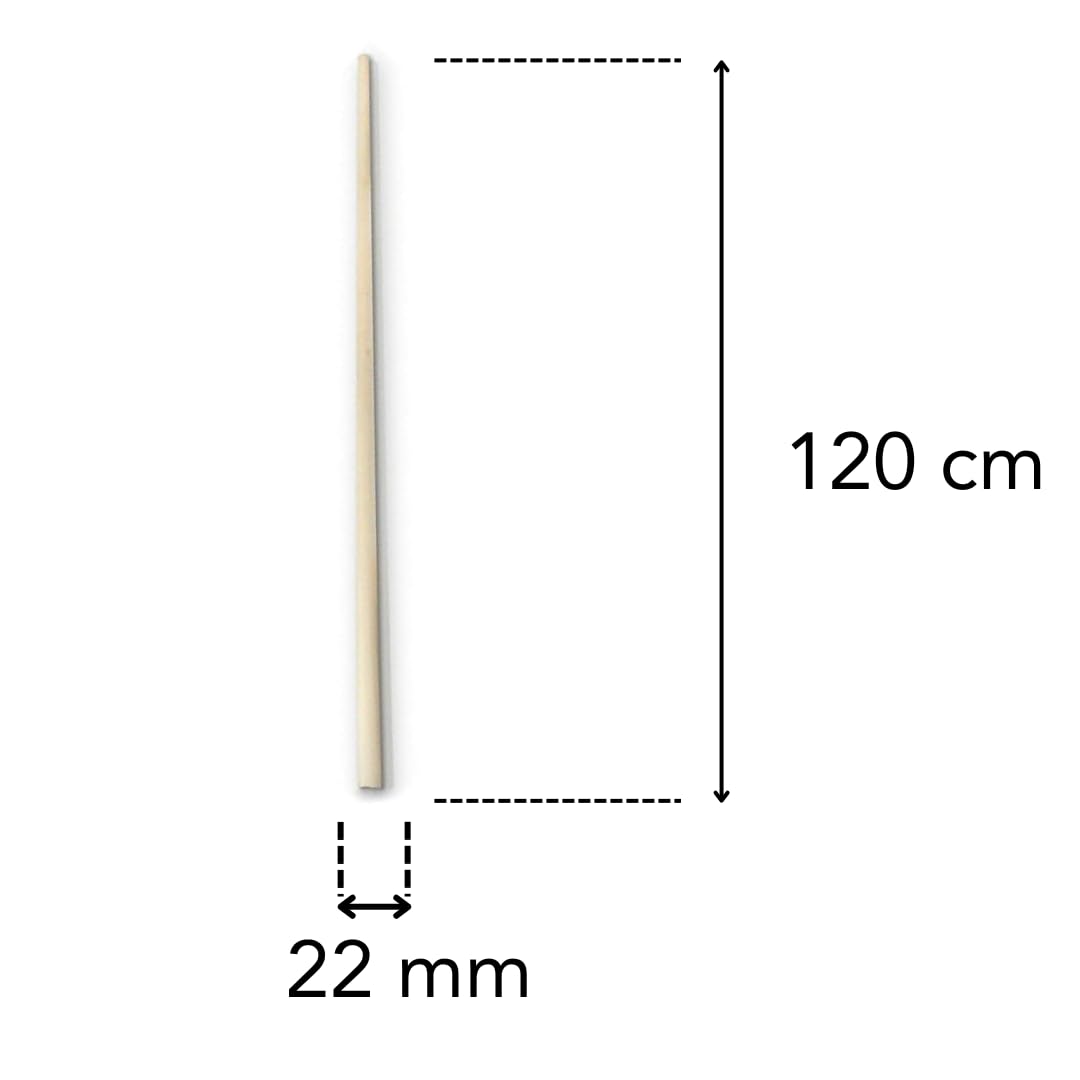 Manico di ricambio per scopa in legno, 120 cm, manico in legno di faggio, manico in legno di faggio, diametro 22 mm, manico in legno per attrezzi da giardino, zappe da giardino, produzione UE