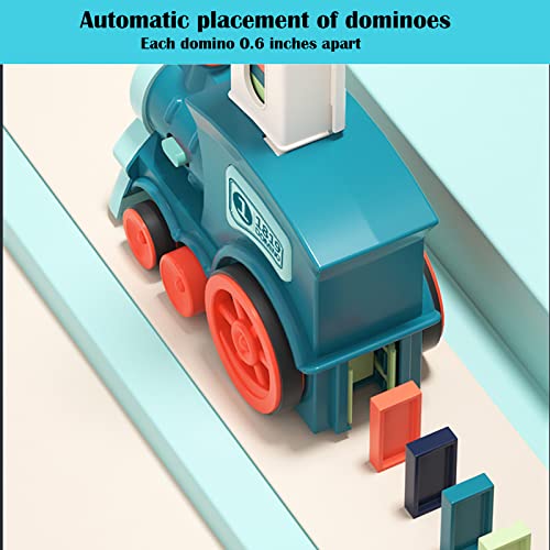Gooduping Automatic Domino Train Toy Set, Domino Blocks Set, Creative Domino Game Toy For Kids Boys And Girls Age 3-12. (Blue, 60 Dominoes) #TOP1