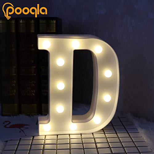 Pooqla Led Marquee Letter Lights Sign, Light Up Alphabet Letter For Home Party Wedding Decoration D #TOP3