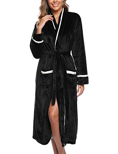 iClosam Peignoir Femme Robe de Chambre Polaire Peignoir Homme en Peluche Ultra Doux Peignoir de Bain Flanelle Chaud Longue