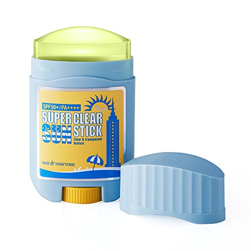 May NewYork Super Clear Pure Sun Stick SPF50+ PA++++ 0.77oz - Convenient Stick Type Sunscreen Defense Against UV Rays and Sunburn - Water and Sweat Proof / Easy Glide on Skin 22g
