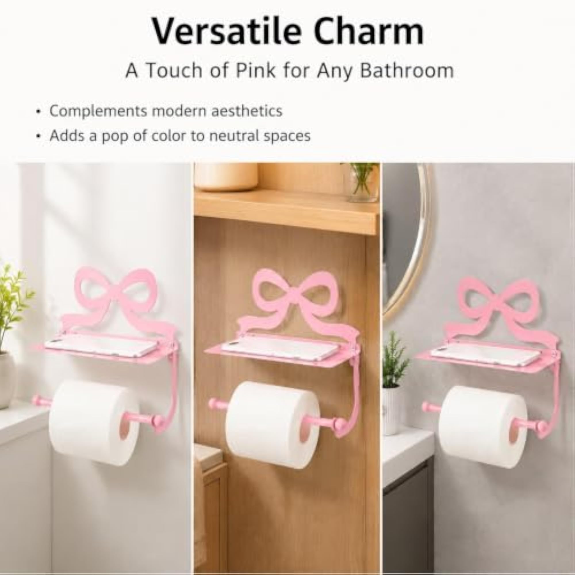 Pink Bow Toilet Paper Holder, Tissue Dispenser