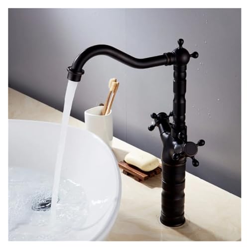 Robinet mitigeur noir pivotant en laiton pour vasque de salle de bain retro