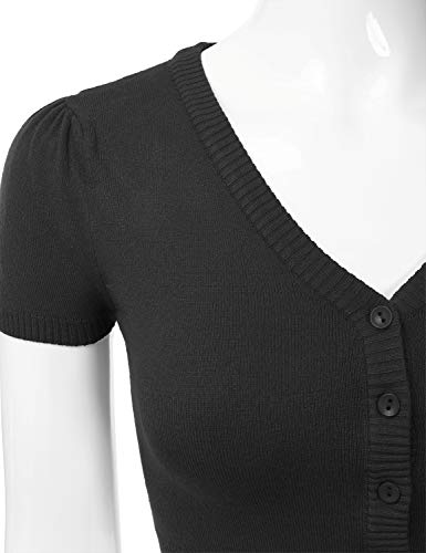 EIMIN Women\'s Fitted Bolero Shrug Cropped Short Sleeve Cardigan Sweater Black M