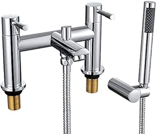 WasserRhythm Bath Taps with Shower Bathroom Tub Taps Dual Lever Mixers Monobloc Chrome Brass