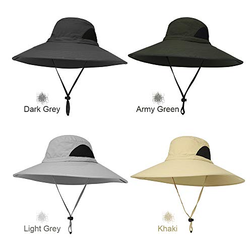 Honelife Chapéu ao ar livre Boonie Wide Brim Respirável Caça Pesca Safari Cap Chapéu de Sol