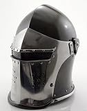 Viking Visored Barbuta Battle Knight Helmet Black Medieval Helm Armor SCA LARP Replica Costume Rustic Vintage Home Decor Gifts