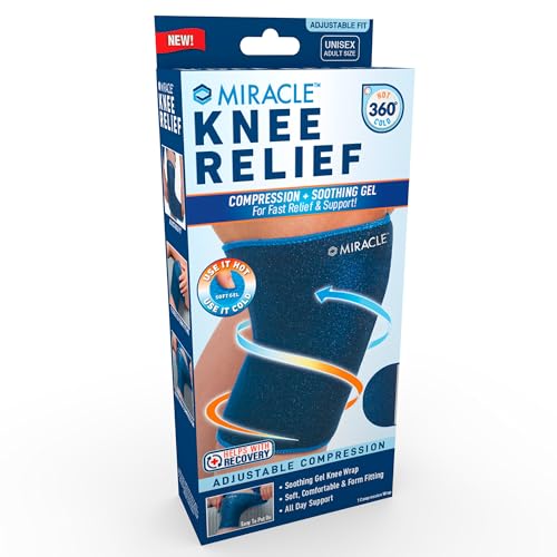 Miracle Knee Relief Gel-Infused Compression Wrap for 360-Degree Knee Support for Women & Men, Comfortable & Form Fitting Knee Wrap with Ultra-Soothing Cooling Gel, Designed for Cold & Hot Relief