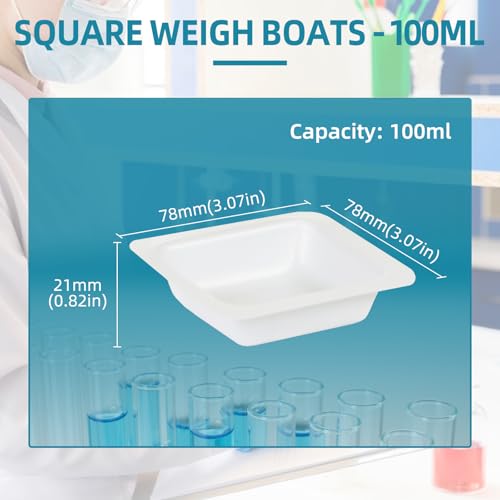 lab weigh boats medium 125pack 100ml square plastic weighing boat for scale anti-static weigh dishes for mixing powder measuring liquid epoxy sample