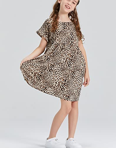 DaniChins Girl Casual Short Sleeve Floral Print Dress with Pockets3