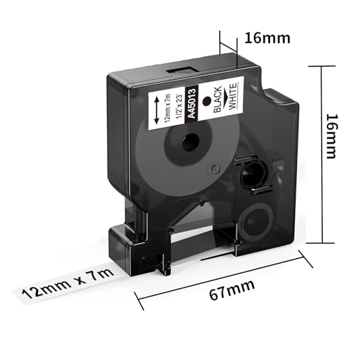 Upwinning 3x 45013 Etikettenband 12mm Kompatibel mit Dymo D1 12mm x 7m S0720530 für Dymo LabelManager 160 210D 280 360D 420P, Kompatibel mit D1 45013 A45013 Schwarz auf Weiß Schriftbänder
