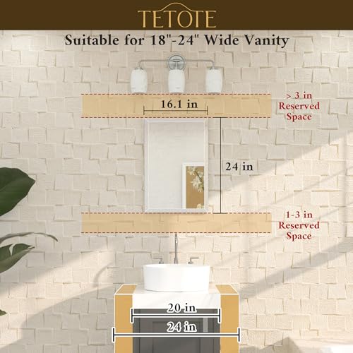 Image of TETOTE 16 inch x 24 inch Rectangle Wall Mirror Frameless Bathroom Mirror Beveled Tempered Edge Mirror for Bathroom, Vanity