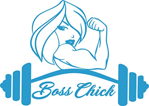 Boss Chick Barbell Decal - Boss Lady Weightlifter Gym Fitness Workout Decal, Laptop Decal, Car Window Sticker (6") #TOP4