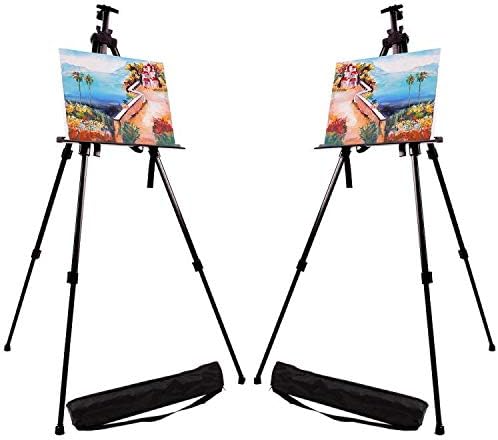 Artecho Artist Easel Display Easel Stand, 2 Pack Metal Tripod Stand Easel for Painting, Hold Canvas from 21" to 66", Floor and Tabletop Displaying, Painting with Portable Bag