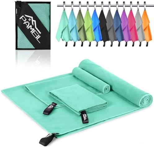 Pameil Mikrofaser Handtuch 3er Set (160x80cm Groß Badetuch +2 Stück 80x40cm Klein Handtuch), Reisehandtuch Schnelltrocknend Microfaser Handtücher für Fitness Sauna
