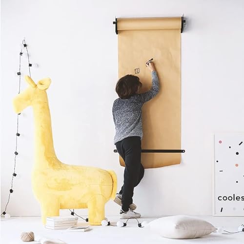 Distributeur coupeur papier kraft noir avec support mural acier