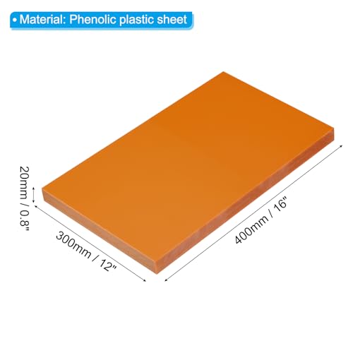 Image of PATIKIL Orange Phenolic Sheet, 1pcs 400x300x20mm Laminated Resin Plate Board PCB Sheet for Electrical Electronic Fixtures DIY and Crafts