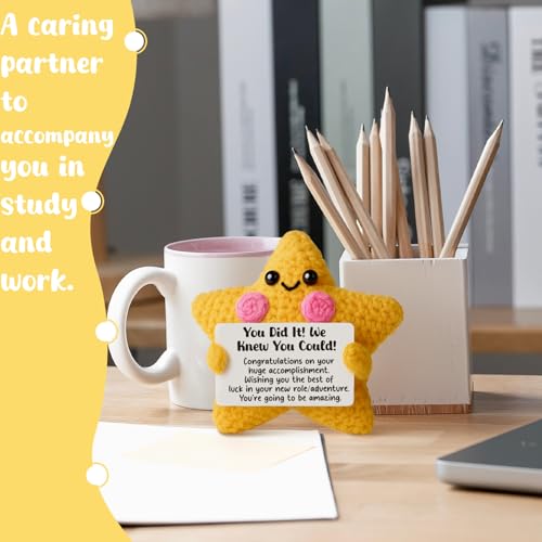 AVALYNNE Crochet Star Congratulations Gift for New Job, Good Luck & Farewell Gift for Coworker, Graduation & Promotion Keepsake, Motivational Desk Buddy Decor for Men Women — view 4