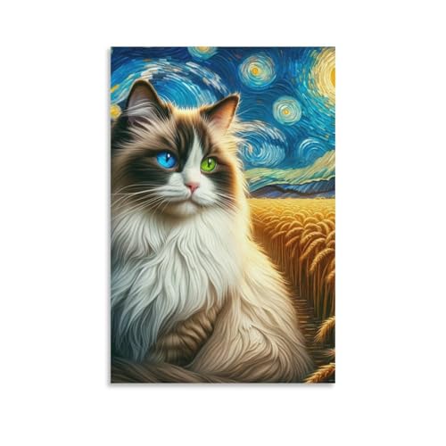 Cuadro en lienzo de gato lindo 50x75cm para decoracion de salon