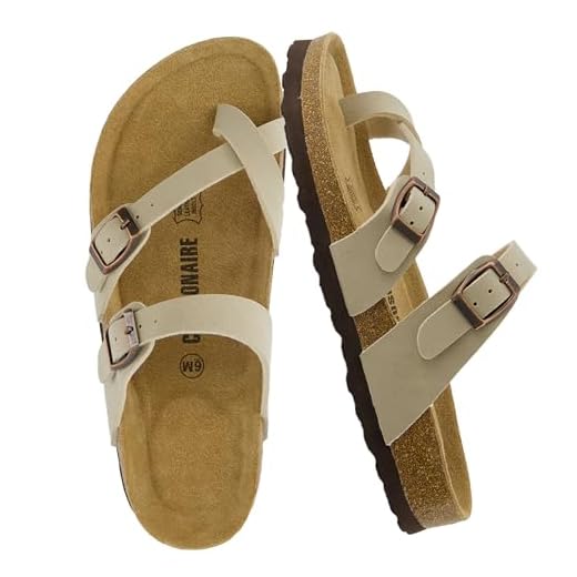 CUSHIONAIRE Women's Luna Cork Footbed Sandal with +Comfort, Stone,8