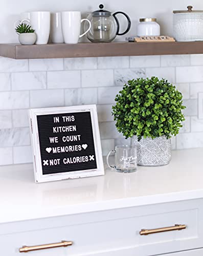 Black Felt Letter Board With Rustic White Wood Farmhouse Vintage Frame And Stand By Felt Creative Home Goods | 10X10 Inch Antique Changeable Message Board 350 White Alphabet Letters, Numbers, Emojis #TOP6