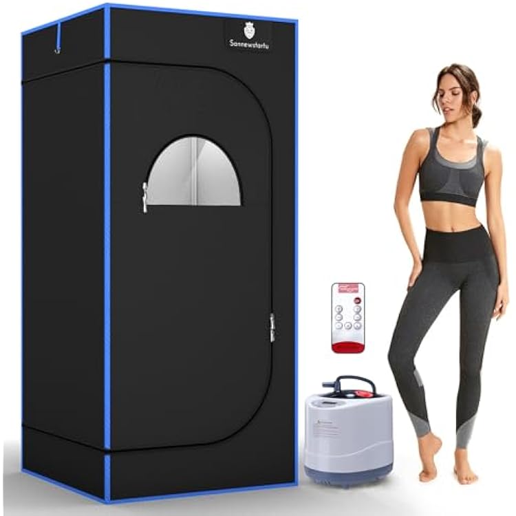 Portable Steam Sauna, Full Size Steam Sauna Box, 600D Canvas Personal Home Sauna Spa, at Home Full Body Sauna, FCC Certified 3L &amp; 1200W Steam Generator with Remote Control, 70.9"x 31.5"x 31.5", Black