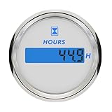 2 Inch/52mm Engine Hour Meter 0-99999.9H Adjustable Hourmeter 12V 24VDC for All Cars Boats (White&Silver)