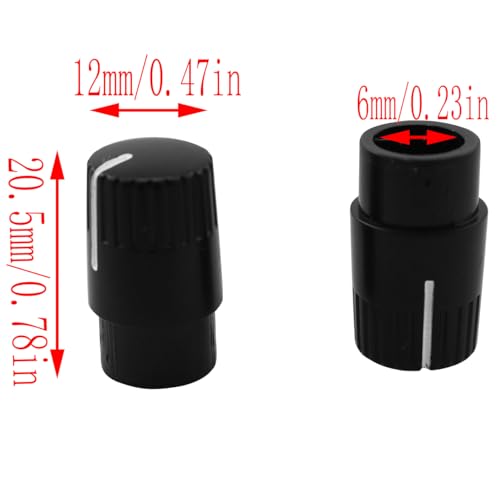 LQ Industrial 10PCS Potentiometer Control Knob ABS 180 Degree Guitar Rotary Knob 6mm Half Shaft Potentiometer Knob Cap for Electric Guitar Bass Amplifier