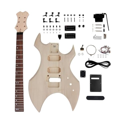 Kit de guitarra eléctrica Generic Natural, H-H, 6 cuerdas, 25.5 pulgadas, diapasón de palisandro,...