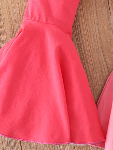 Wdirara Toddler Girl's Color Block Ruffle Bell Bottom Flare Pants Elastic Waist Pants Pink 6Y #TOP4