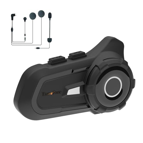 EuroFone S2 Motorcycle Bluetooth Headset 5.1-1 Pack Waterproof Helmet Headsets with Dual Mics for Rider Intercom | Sunscreen Dustproof BT Speakers for Motorcycle Accessories（1PCS