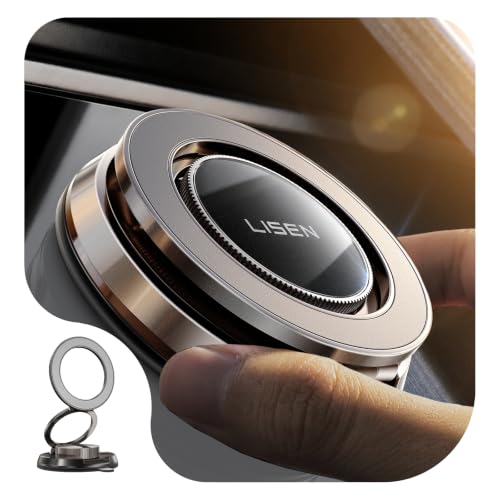 LISEN Suction Phone Mount for Vacuum [All-Metal & Nano Gel 98+LBS Suction] 360 Adjustable Vacuum Magnetic Phone Holder for Car, for Magsafe Car Mount for iPhone 17 Pro Max 16 15 14 13 12