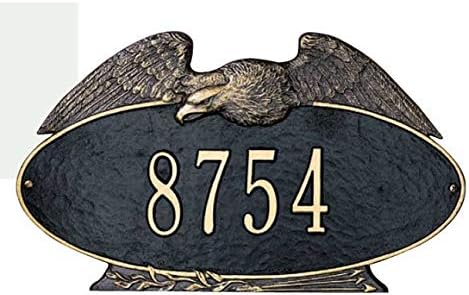 Personalized Cast Metal Address Plaque With Eagle - Large Patriotic Custom House Number Sign # P2195