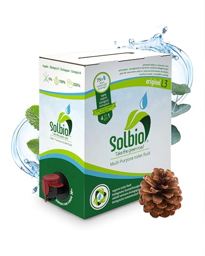 Solbio Original Sanitärflüssigkeit für Campingtoilette 3l 100% Bio & Vegan - Biologisch abbaubarer Sanitärzusatz mit Duft von Eukalyptus, Kiefer und Minze