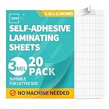 Binditek 20 Pack Self-Adhesive Laminating Sheets, 9.25 x 12 Inches Laminating Sheets for Letter Size, 3 Mil Thick, No Heat, No Machine Needed, Clear, Glossy Finish, School Office Supplies