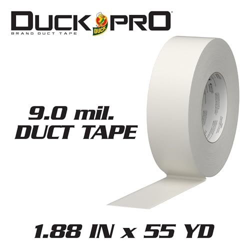 Image of Duck Pro Heavy Duty Duct Tape for Long Lasting Repairs, 2 inch Wide (1.88 in x 55 Yds) Performance Grade Tape with Waterproof Backing, White, 12 Rolls
