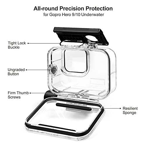 Waterproof Case for GoPro Hero 10/9 60M Underwater Protective Case for Hero 10/9 Black with Quick Release Bracket and Thumb Screw - Image 4