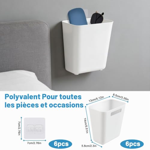 Lot de 6 Boîtes de Rangement Murales Autocollantes – Organiseur pour Porte de Placard de Cuisine, Tablette, Coiffeuse, Armoire, Salle de Bain, Réfrigérateur – Petit Rangement pour Petits Objets – vue 2