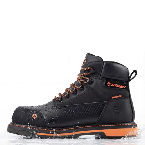 Image of SUREWAY 6in Waterproof Work Boots for Men, Leather, Soft /Composite Toe | Waterproof leather work boots with Goodyearwelt construction,EH protection,oil and slip-resistant outsole