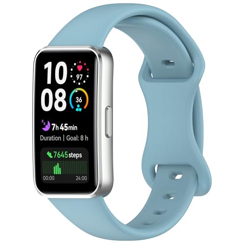 FoundEast Compatible with Huawei Band 10 9 8 Strap, Soft Silicone Replacement Sport Breathable Wrist Strap for Huawei Band 10/10 NFC/9/9NFC/8/8NFC (Light blue)