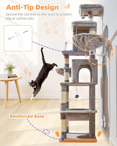 Torre de Gatos Taoqimiao 77 Pulgadas para Gatos Grandes miniatura 6