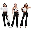 Women's Flare Leggings with Pockets-Crossover High Waisted Bootcut Yoga Pants-Tummy Control Bell Bottom Leggings