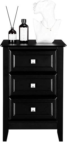 Miniatura 34 de Bonnlo Mesita de noche blanca con 3 cajones, moderna mesita de noche para dormitorio con perillas de metal, mesita de noche de madera, mesa auxiliar