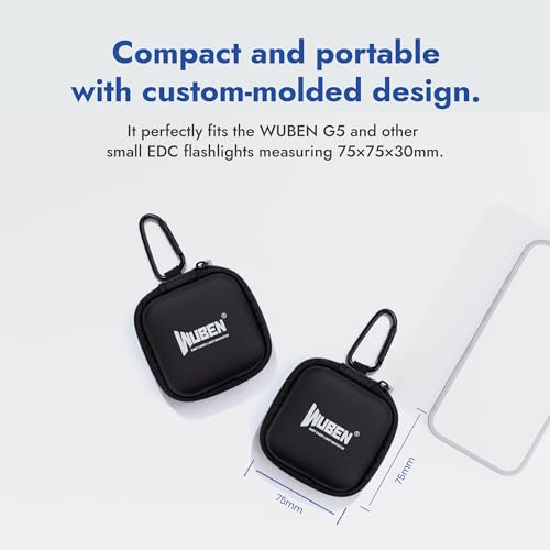 Image of WUBEN G5 Flashlight Holster, EDC Mini Flashlight Pouch 75 * 75 * 30mm, Portable Storage Carry Case with Carabiner Clip for Outdoor Camping Hiking (Flashlight Not Included) | EVA Storage Pouch, Compact Portable Carry Case for EDC Tools, Headphones & Small Accessories (Flashlight Not Included)