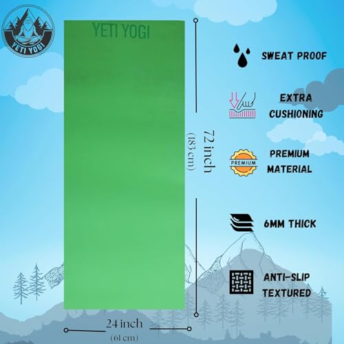 Image of EVA Yoga Mat Anti Slip Cushioned | Exercise Gym Pilates Workout Mat Durable | Unisex Home Fitness Training Green 4mm