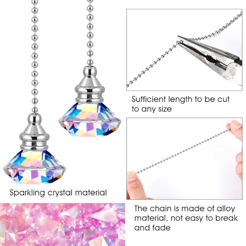 Image of Jovitec 2 Pcs Ceiling Fan Light Pull Chain, Rainbow Color