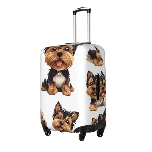 Yorkshire Terrier Dog Elastic Travel Luggage Cover, Washable Spandex Suitcase Protector, Anti-Scratch Fits 18-32 Inch2