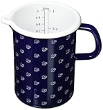 Riess, 0338-074, Küchenmaß 10, COUNTRY - DIRNDL, Durchmesser 10 cm, Höhe 14.8 cm, Inhalt 1.0 Liter, Emaille, dirndlblau, blau/weiß, Induktion