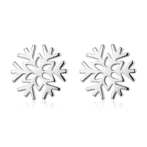 jiamiaoi 18 Carats or blanc plaque Boucles d'oreilles Flocon de Neige, Collier Flocon de Neige, Pendentif Flocon de Neige Femme Argent en Argent Sterling 925 avec AAAAA Zirconi Diamant Bleu (C) Cover